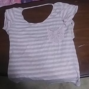 Pink and Grey stripe t shirt